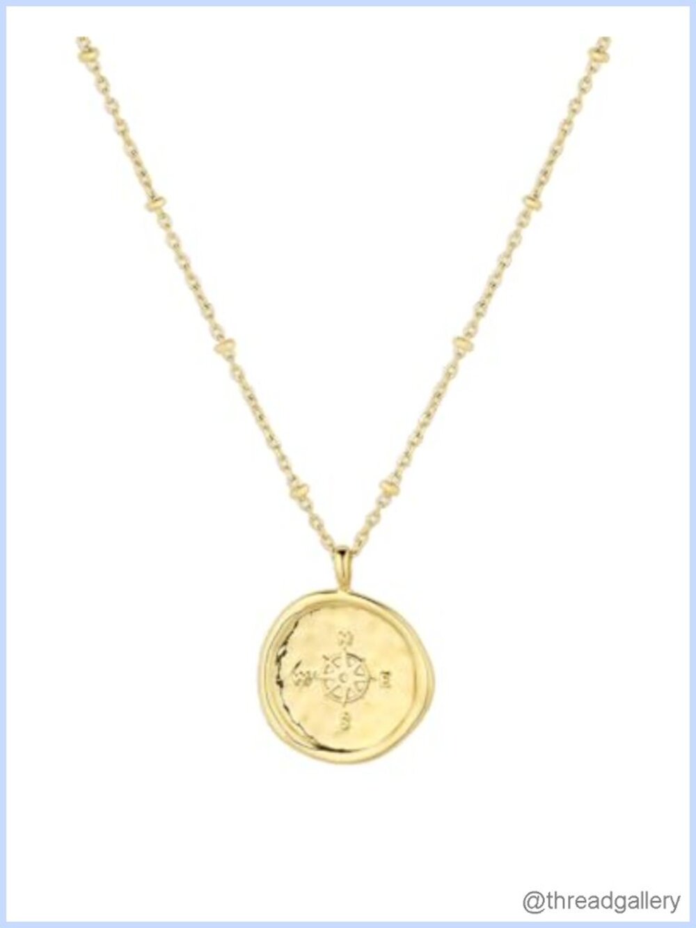 gorjana Compass Coin Pendant Necklace 18k Gold Plated Adjustable Layering